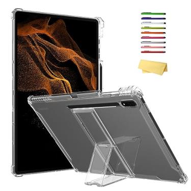 Imagem de UUcovers Capa transparente para Samsung Galaxy Tab S9 Ultra 2023/ S8 Ultra 14,6 polegadas modelo 2022 (SM-X910/X916B/X918U/X900/X906) com suporte para caneta S/suporte transparente macio TPU traseiro