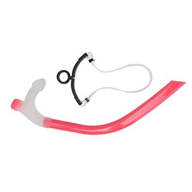 Imagem de Snorkel de natação, tubo de respiração de natação de silicone com arrasto reduzido com cinta de cabeça ajustável, tubo de mergulho com snorkel para adultos profissionais para (Transparent Pink)