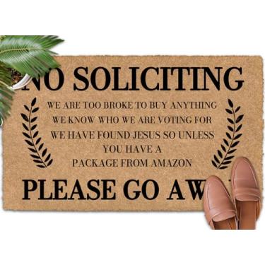 Imagem de Shflytu No Soliciting Please Go Away 76,2 cm x 45,7 cm Mantenha a sujeira do lado de fora com tapete de porta de borracha ao ar livre capachos para porta da frente inverno tapete antiderrapante para
