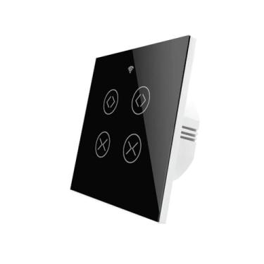 Imagem de JXQXHCFS Cortina inteligente WiFi para cortina motorizada elétrica Tuya persiana rolante Aexa Echo Gogle Home Voice Control-2Gang EU preto