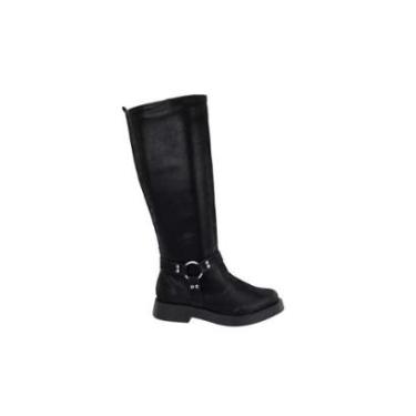 Imagem de Bota Feminina Montaria Biker Cano Longo Fivela Preto Moderna-Feminino