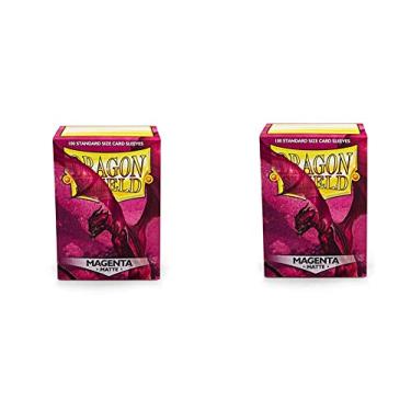 Imagem de 2 Packs Dragon Shield Matte Magenta Standard Size 100 ct Card Sleeves Value Bundle!
