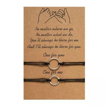 Imagem de Pulseira Casal Fecho Detalhes Prateado Circulo B7500