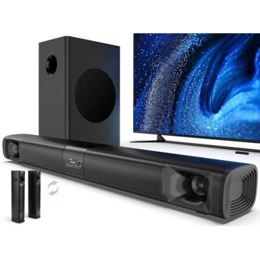 Imagem de Saiyin Barra de som para Smart TV com subwoofer, barra de som destacável de 100 W, sistema de som surround Home Theater para TV com tweeter de buzina, graves ajustáveis e HDMI-ARC/Bluetooth