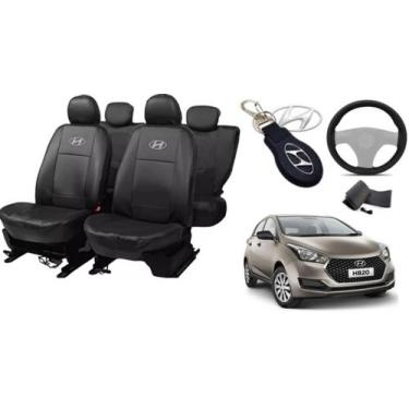 Imagem de Kit Capas de Couro Hyundai HB20 2016 + Capa de Volante + Chaveiro Hyun