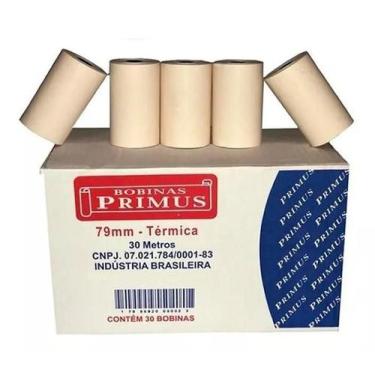 Imagem de Caixa Com 30 Bobinas Térmica 79mm X 30 Metros Cada Unidade para Impres