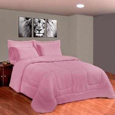 Imagem de Kit Edredom Jogo de Cama Dupla Face 5 Peças Casal Queen (Rose)