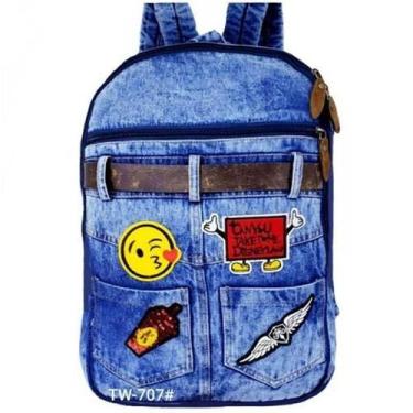 Imagem de Mochila Feminina Jeans Rasgado Com Patches Tw707 - Sh8