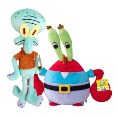 Imagem de Pelúcias Seu Sirigueijo e Lula Molusco de Bob Esponja, Vermelho e Verde, Poliéster, 30 cm