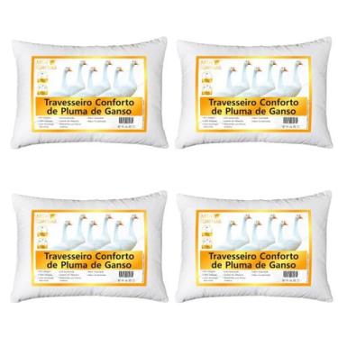 Imagem de Kit 04 Travesseiros Toque de Pluma 50x70cm Lavável, Antiácaro, Antialé