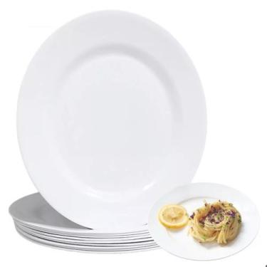 Imagem de Jogo 6 Pratos Raso em Melamina Branco 25cm Refeição Buffet - Chinatown