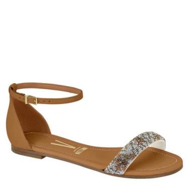 Imagem de Sandália Rasteira Feminina Casual Leve Vizzano 6235.1704, Camel, Branc