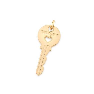 Imagem de Pingente banhado ouro 3x 24k 18k e 22k feminino chave coragem e coraçã
