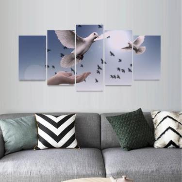 Imagem de Quadro Mosaico Para Sala Quarto Pomba Branca P Felicidade - Descolada