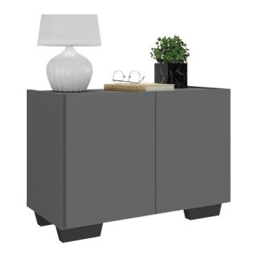 Imagem de Mesa de Cabeceira com Pés 2 Portas Multimóveis MP4134, Grafite/Preto