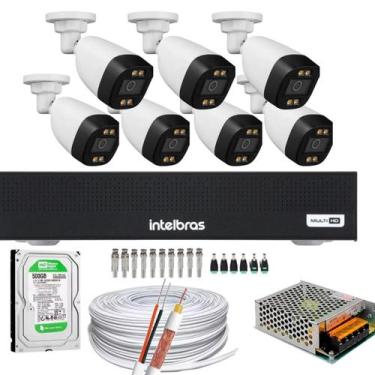 Imagem de Kit 7 Câmeras Segurança Color Dvr Intelbras 1008c Hd 500gb