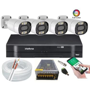 Imagem de Kit Dvr Intelbras 4 Canais H.265 4 Câmeras Full Hd Imagem Colorida a n