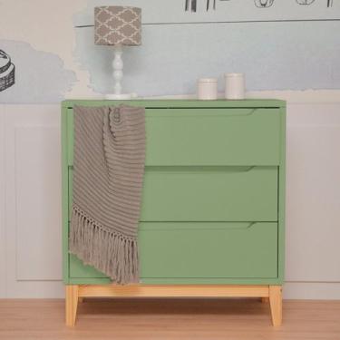 Imagem de Cômoda Infantil Retrô 3 Gavetas Cor Verde - Divicar
