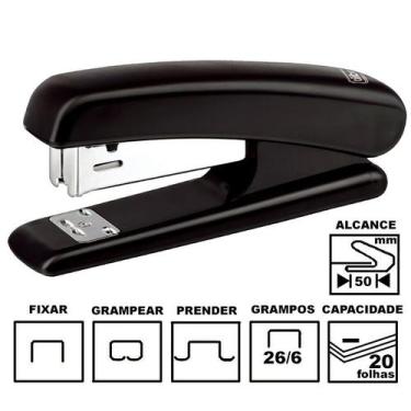 Imagem de Grampeador Tilibra G102 Preto Plástico 12cm 26/6 Ou 24/6 Até 20 Folhas