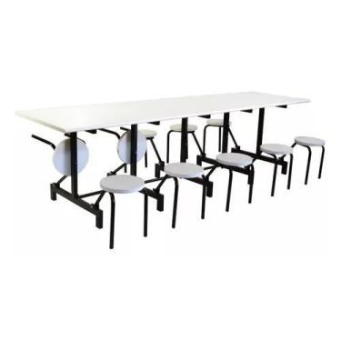 Imagem de Mesa para Refeitório com 10 lugares com bancos Dobráveis Escamoteáveis