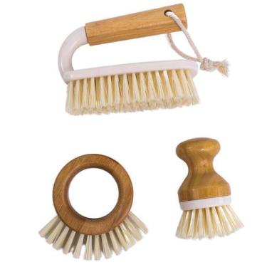 Imagem de Kit escova de frutas e escova de limpeza off-white 3 pçs - Oikos, U, O