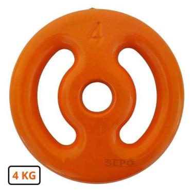 Imagem de Anilha Emborrachada Fitness 4 Kg Laranja - SEPO