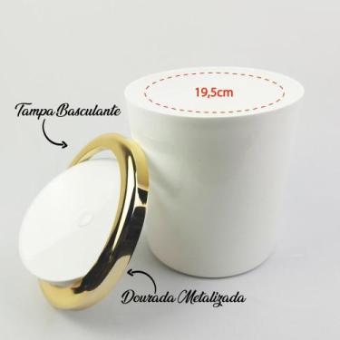 Imagem de Lixeira 5 Litros Para Cozinha Banheiro Com Tampa Dourado Basculante Re