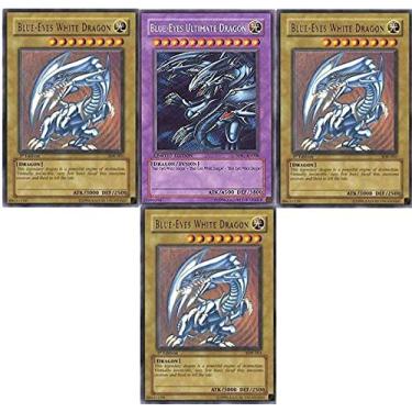 Imagem de MISKD HandyCT!! Blue Eyes Ultimate Dragon 3 Blue Eyes White Dragon's! Todos os Raros 20 Yugioh Card Lot!!