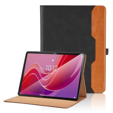 Imagem de Capa para Lenovo Tab M11 11 polegadas 2024 (TB-330FU/TB-331FC) - Capa fólio de couro PU com alça de mão e bolso, capa para tablet inteligente despertar/hibernar automaticamente, preta