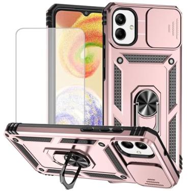 Imagem de Yodueiv Capa para Galaxy A05, capa para Samsung A05 SM-A055F com protetor de tela de vidro temperado e capa de câmera deslizante, anel magnético suporte de carro capa protetora para Samsung Galaxy A05