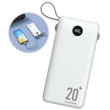 Imagem de Carregador Portátil Power Bank 20000mAh Carregamento Rápido Turbo 1 Saída USB-C 1 Lightning 1 Micro USB com Display LED Compatível com Celulares Fones de Ouvido, Caixas de Som