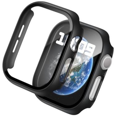 Imagem de WISKII Pacote com 2 capas compatíveis com Apple Watch SE3 Se Series 6/5/4 de 44 mm com protetor de tela, capa rígida ultrafina à prova de choque para iWatch de 44 mm, acessórios preta