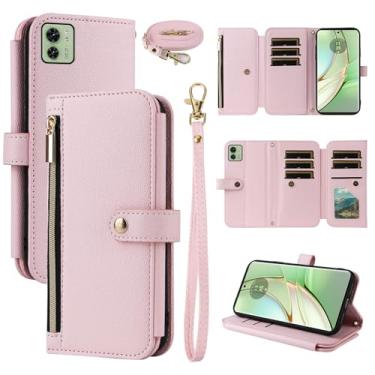 Imagem de Dswteny Capa carteira para Motorola Moto Edge 40 5G com alça de pulso alça de ombro bolsa com zíper, capa flip de couro de luxo com suporte para cartão de crédito para celular para Moto Edge 40 5G