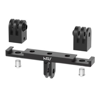 Imagem de HSU Suporte duplo duplo de alumínio, adaptador de montagem de sapata fria 1/4-20 para GoPro Hero 13/12/11/10/9/8/7/6/5/4 DJI Osmo Action AKASO Campark e outras câmeras de ação