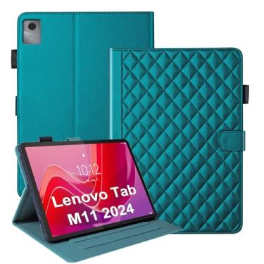 Imagem de Capa para Lenovo Tab M11 / Tab K11 LTE 11 polegadas (TB330FU) 2024 Multi-Angle Viewing Smart Cover Business PU Leather Flip Stand Capa magnética com suporte para caneta e compartimento para cartão -