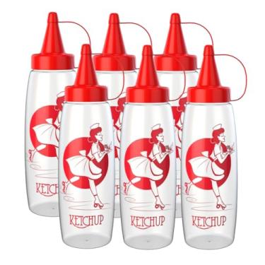 Imagem de Kit 6 Bisnaga Ketchup Mostarda Molhos Maionese Grande 350ml Decorada Flexível (Vermelha)