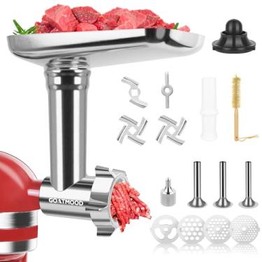 Imagem de Acessório de moedor de alimentos de aço inoxidável adequado para batedeiras KitchenAid, moedor de alimentos compatível com acessório de moedor de carne, lavável na lava-louças, moedor de carne,