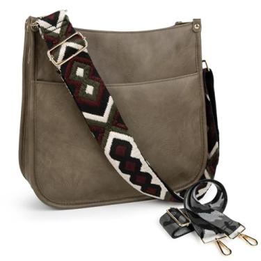 Imagem de Viva Terry Bolsa de ombro moderna de couro vegano com alça ajustável, B6 - verde floresta