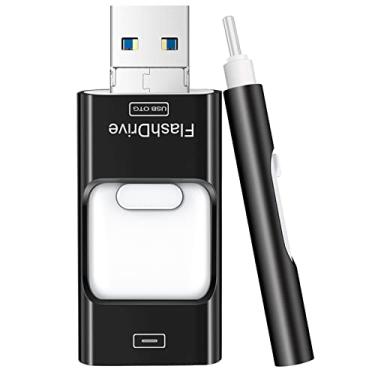 Imagem de Flash Drive para iPhone 256GB, 4 em 1 USB Tipo C Memory Stick, Photo Stick Armazenamento Externo para iPhone iPad Android Computador, Preto Escuro