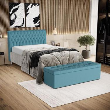 Imagem de Kit Cabeceira Bellatrix 195 e Calçadeira Sagitarius Couro Aradecor, AZ