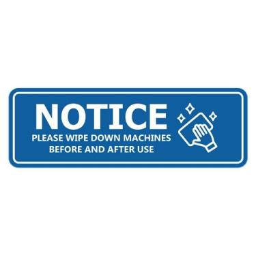 Imagem de Signs ByLITA Aviso padrão, limpe as máquinas antes e depois de usar placa de porta ou parede plástico ABS durável | Gravação a laser | Fácil instalação | Placa de design elegante (azul) - Grande