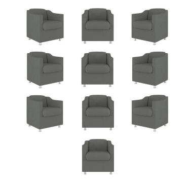 Imagem de Kit 10 Cadeira Poltronas Decorativas Recepção Clinica Suede Cor:cinza