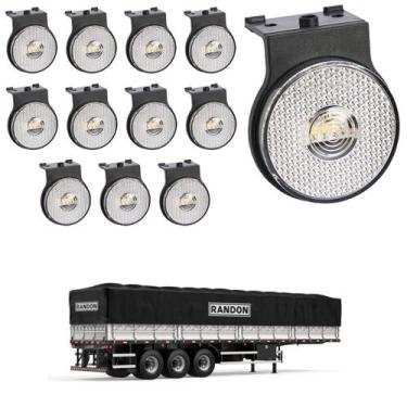 Imagem de 12 Lanterna Lateral Randon LED Cristal 65mm c/ Suporte - Fio - DW Comp