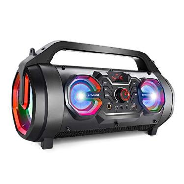 Imagem de Alto-falantes Bluetooth portáteis, alto-falantes altos de 30 W para ambientes externos com subwoofer, rádio FM, luzes coloridas RGB, equalização, som estéreo, alto-falante sem fio Boombox para casa, festa, acampamento, viagens