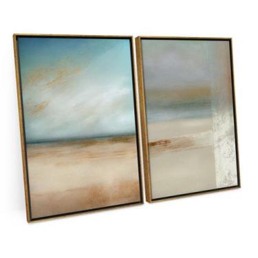 Imagem de Quadro Abstrato Para Sala Tons Suaves Com Moldura 90x60 Cm - Bimper, M