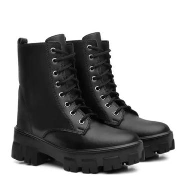 Imagem de Bota Coturno Feminino Sola Tratorada Material Sintetico - newster shoe