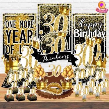 Imagem de Kit Decoração de Festa Aniversário Bolo Topper 30 Anos Qfestança -78 I