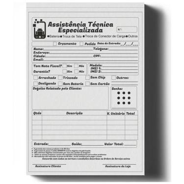 Imagem de Bloco - Ordem de Serviço - Talão de Pedido -  A4 - Assistência Técnica