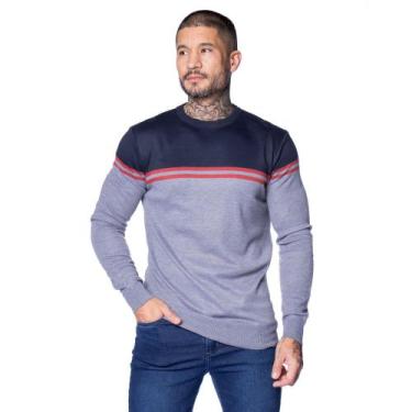 Imagem de Suéter Masculino Balboa Tricot Listras Cinza/Marinho, Cinza, Marinho, 