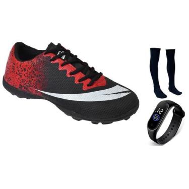 Imagem de Chuteira Society Colada e Costurada Adulto Infantil  com MEIÃO RELOGIO